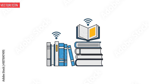 Digital library with wireless connectivity and online resources.