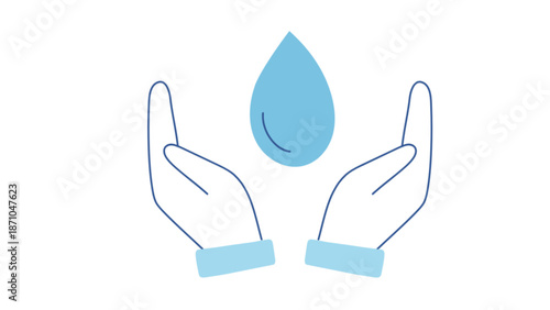 Human hands catching water drop for conservation