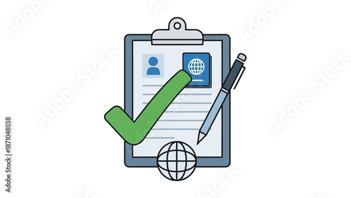 Wallpaper Mural Clip art illustration of a clipboard with a verified document and pen. Torontodigital.ca