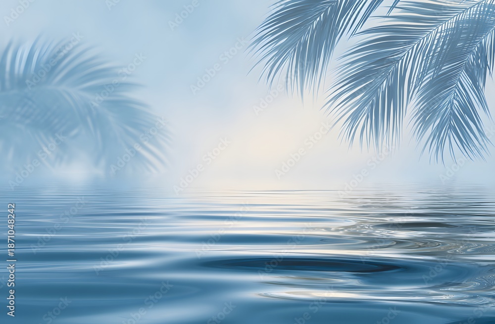 Fototapeta premium Tropical Calm Ocean with Palm Shadows