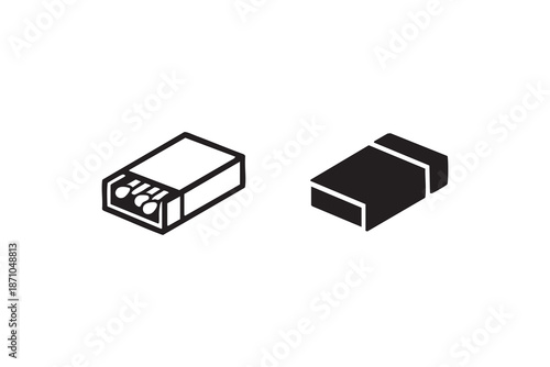 Vector Matchbox line and solid icon pack outline different style. Symbol, logo