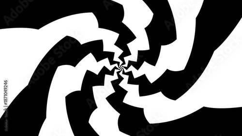 4k seamless looping spiral rotating black and white geometric lines, vertical background with hypnotic optical illusionoptical illusion background set. Black and white striped pattern.