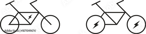 Electric bicycle icons with lightning bolt symbols.