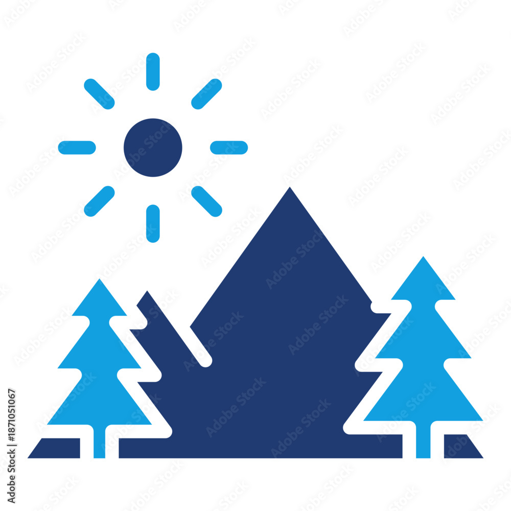 Fototapeta premium Mountains Blue Color Icon