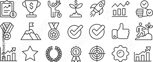 Set of 20 Task Management and Productivity Icons - Checklist, Workflow, Efficiency Symbols - Ideal for Business and Organization flat vector illustration