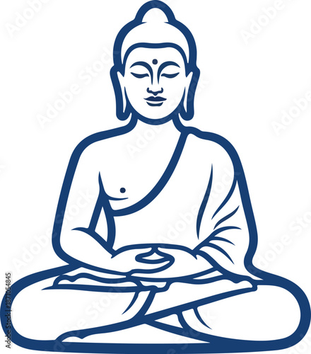 Meditating Buddha figure in serene pose.