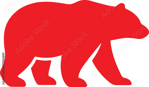 Red bear silhouette vector illustration: wildlife animal, forest mammal, nature graphic design element
