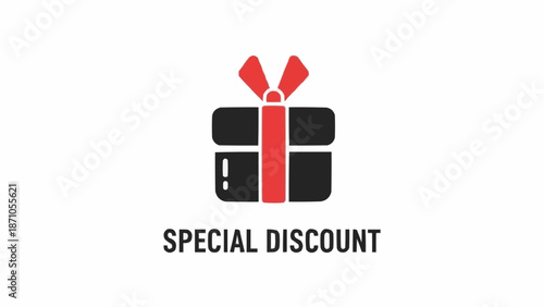 Gift box with text special discount.