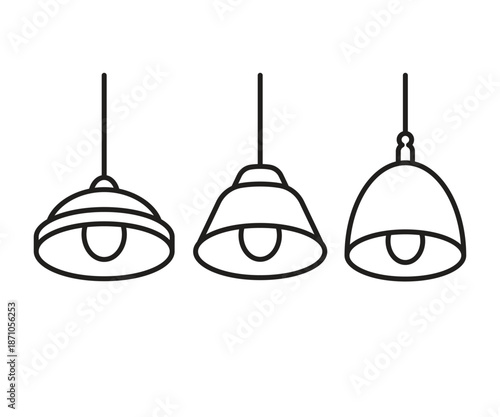 pendant light icons set line illustration vector