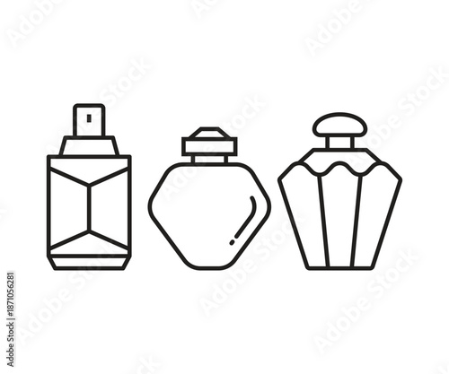 perfume bottle icons set line illustration vector