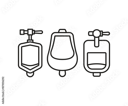 male urinal bowl icons set line illustration vector