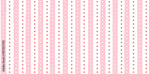 Small hearts hand drawn vintage pattern. Cute small hearts and wavy stripes girly print