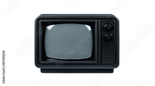 Vintage television retro TV old television black and white screen classic electronics nostalgic analog device antique home appliance isolated transparency background. This nostalgic retro TV