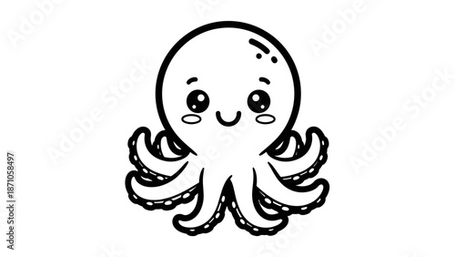 Cartoon Octopus Illustration with Smiling Face.