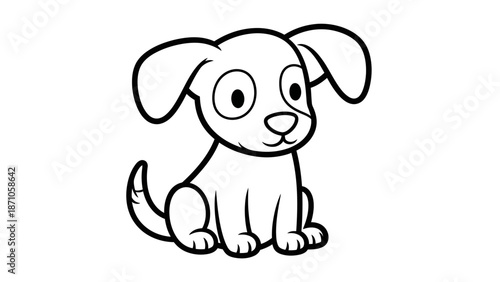Cute Cartoon Dog Sitting Illustration.