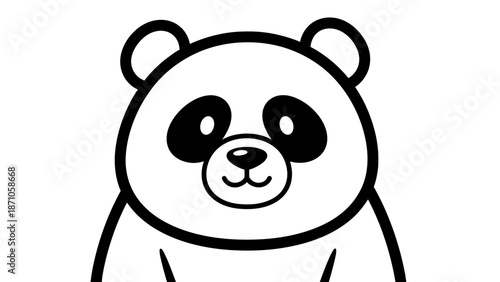 Cute Cartoon Panda Bear Illustration.