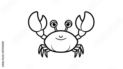 Simple Black and White Crab Illustration.