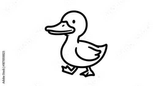 Simple Black and White Duck Illustration.