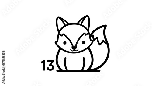 Simple Black and White Fox Illustration.