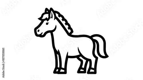 Simple black and white horse illustration.