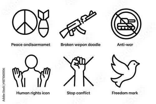 Peace symbols and anti-war icons: disarmament, conflict, human rights, and freedom