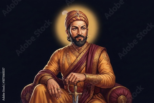 Chhatrapati Shivaji Maharaj Powerful Portrait – Indian History Hero Stock Art