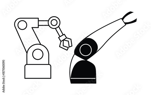 Technical Illustration of Robotic Arm with Gripper Mechanism for Engineering and Automation Design
