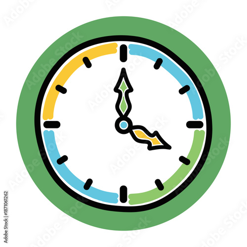 clock face vector illustration in minimalist flat style on white background. Used for time management, schedules and deadlines