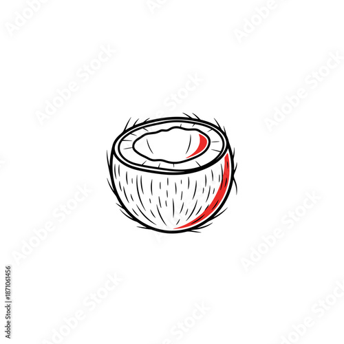 coconut vector illustration in minimalist flat style on white background. Used for tropical fruits and healthy food