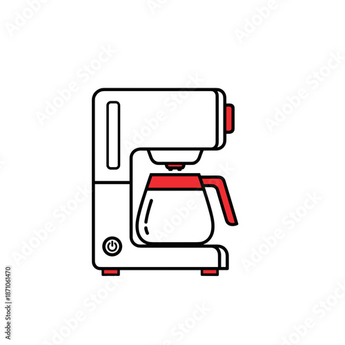 coffee maker vector illustration in minimalist flat style on white background. Used for kitchen appliances and beverages