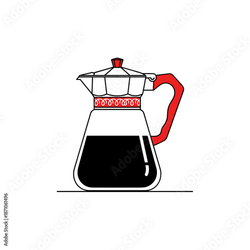 coffee pot vector illustration in minimalist flat style on white background. Used for coffee serving and kitchenware