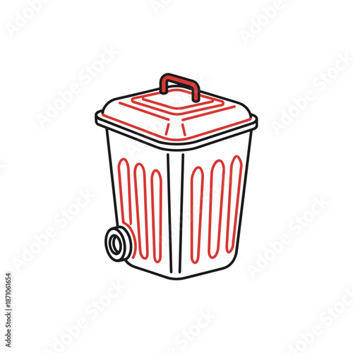 compost bin vector illustration in minimalist flat style on white background. Used for recycling, waste management and eco lifestyle