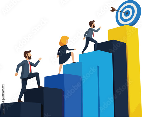 Business Professionals Climbing Stairs to Target.