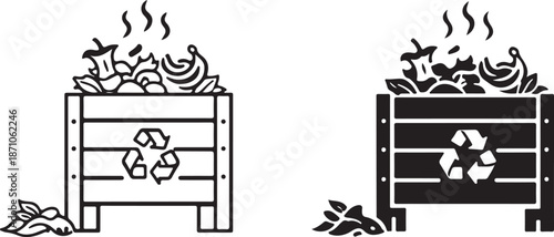 Recycling bins in action Compost Bin isolated on white background, Vector, illustration