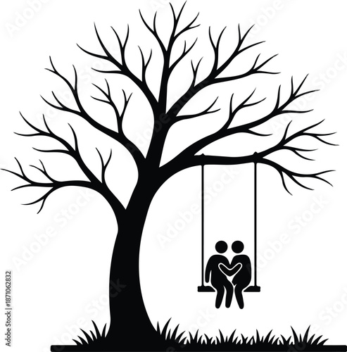 Couple on a Tree Swing Together.