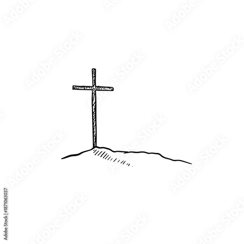 A cross on a hill, Christian Easter iconography