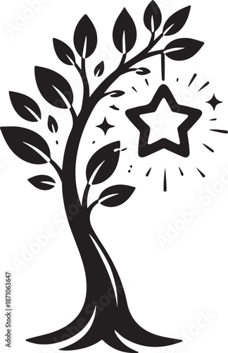 Star blossoming tree isolated on white background, Vector, illustration