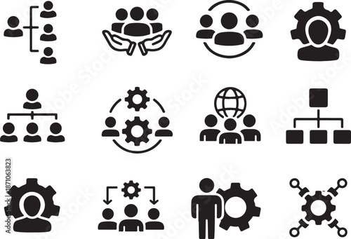 organisation icon set   isolated on white background, Vector, illustration