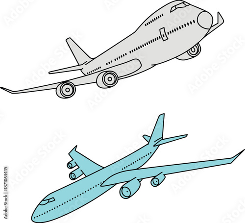 Commercial airplane vector illustration, aircraft flying cartoon, jet plane clipart, aviation design, passenger airliner image, isolated transport drawing