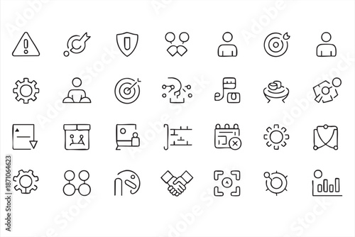 Corporate Governance and Compliance Line Icons for Business Reporting Templates