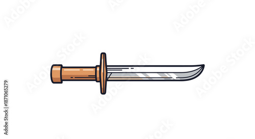 Detailed Illustration of a Sharp Curved-Blade Knife.