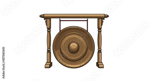Bronze Gong with Wooden Stand Traditional Percussion Instrument.