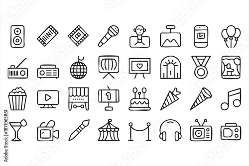 Party Invitation and Event Promotion Icons for Social Media Designs