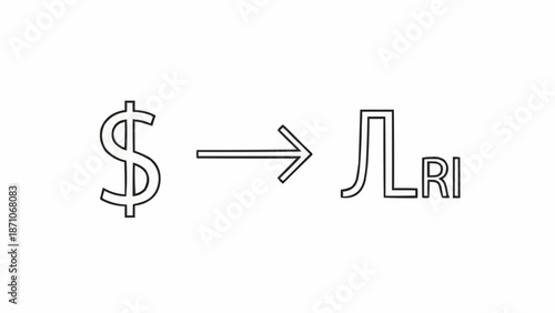 Dollar symbol transforms into Lira symbol with arrow indicating change.