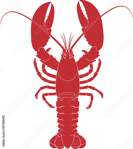 Bright red lobster illustration isolated on transparent background