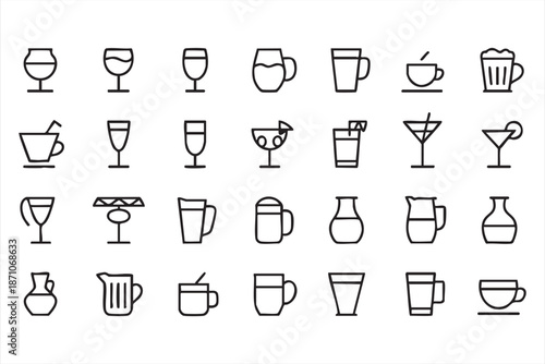 Cocktail and Coffee Line Icons for Hospitality Dashboard Design