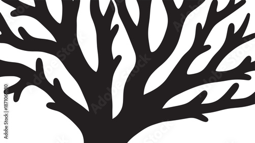 Minimalist tree silhouette isolated on transparent background