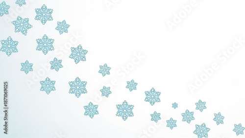 A group of blue snowflakes on a white background for winter or christmas designs with decoration and frosty and festive and graphic