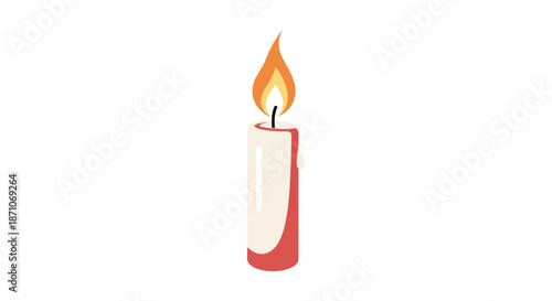 Animated Cartoon Candle with Orange and Yellow Flame.
