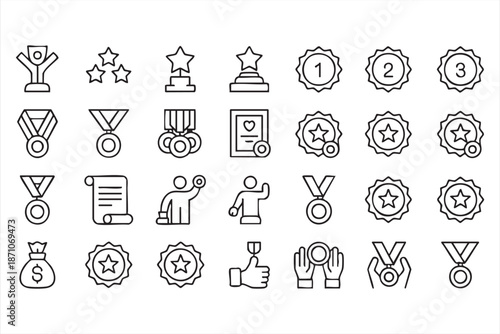 Performance Rating and Loyalty Badge Icons for Business Success UI